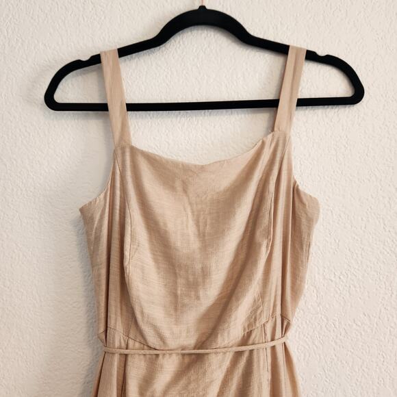 Taylor Women's Size 4 Maxi Thin Strap Back Tie Farmers Market Dress Tan‎ New - Picture 2 of 8